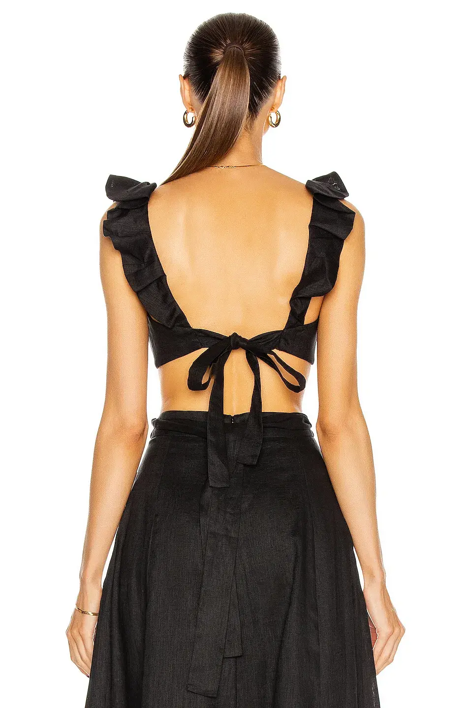 Zimmermann Riders Frill Neck Cropped Top Black Size 6 for rent on The Volte - main image