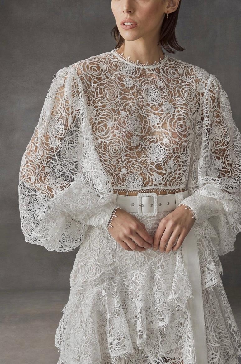 Leo Lin Immaculate Lace Crop Top White Size 8 for rent on The Volte - main image