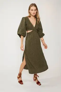 Suboo Queenie Cut Out Dress Olive Size 8 for rent on The Volte - image 1