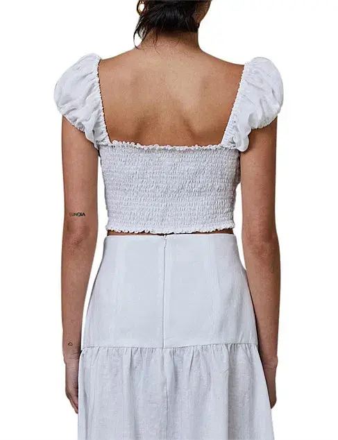 Bec & Bridge Marla Puff Sleeve Top and Mini Skirt Set White Size 8 for rent on The Volte - main image