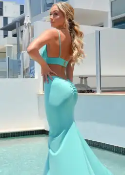 Amy Taylor Talieka Gown Baby Aqua Size 2 for rent on The Volte - image 2