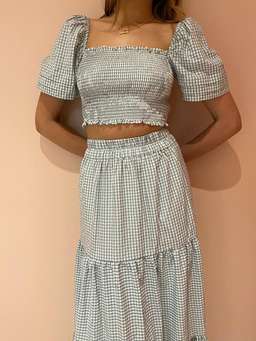 By Nicola Elderflower Top In Jade Check Size 6 for rent on The Volte - image 2