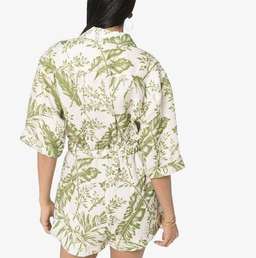 Zimmermann Empire Leaf Print Playsuit Green Size 8