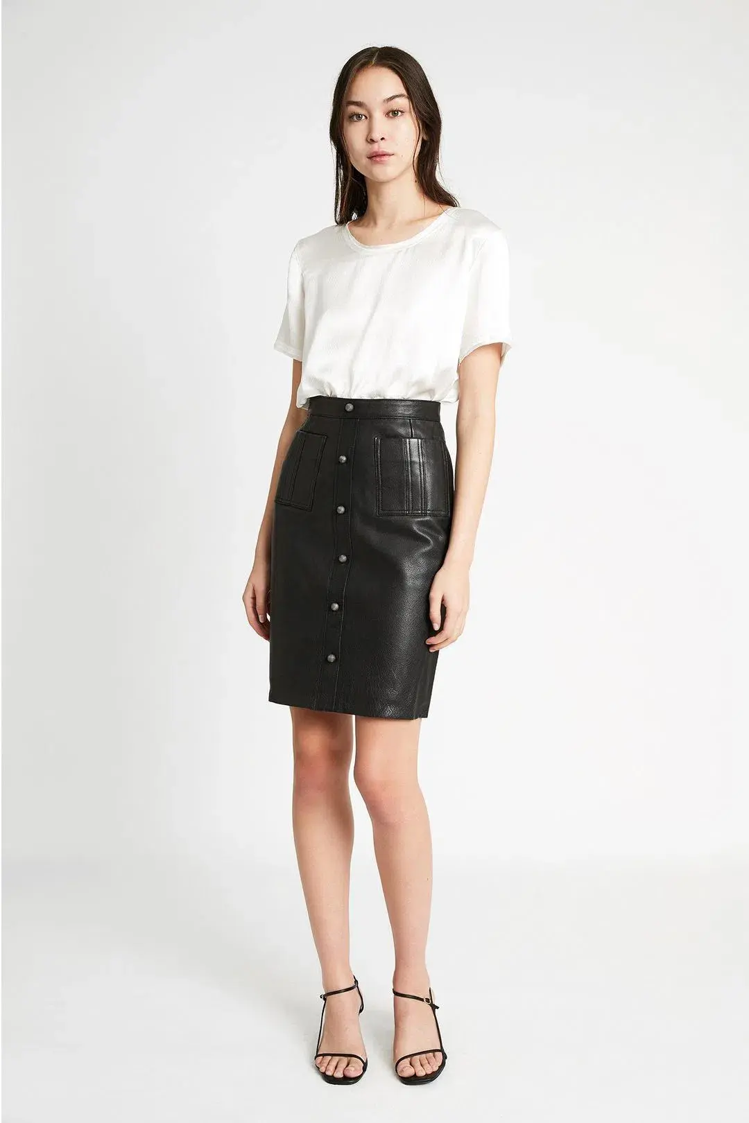 Aje Martin Leather Pencil Skirt Black Size 6 for rent on The Volte - main image