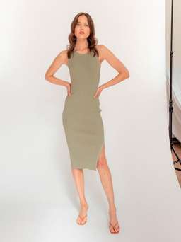 Henne Racer Rib Dress Sage Size 8 for rent on The Volte - image 3