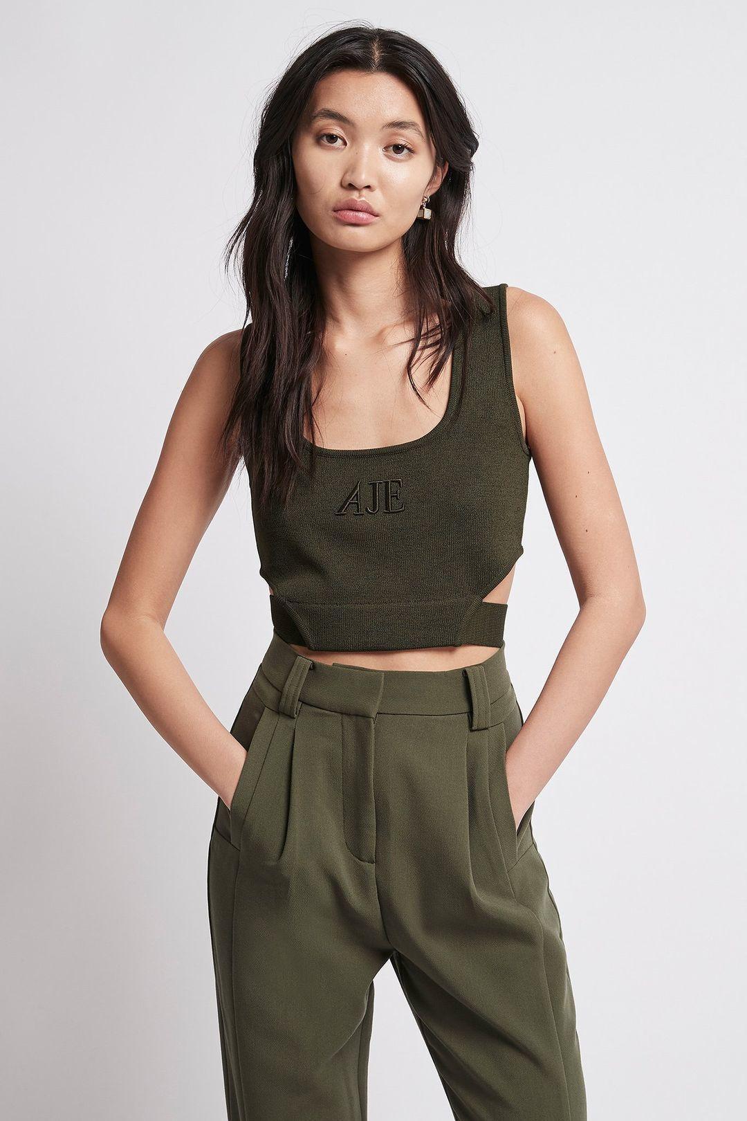 Aje Armeria Crop Top Green Size 8 - Image 3