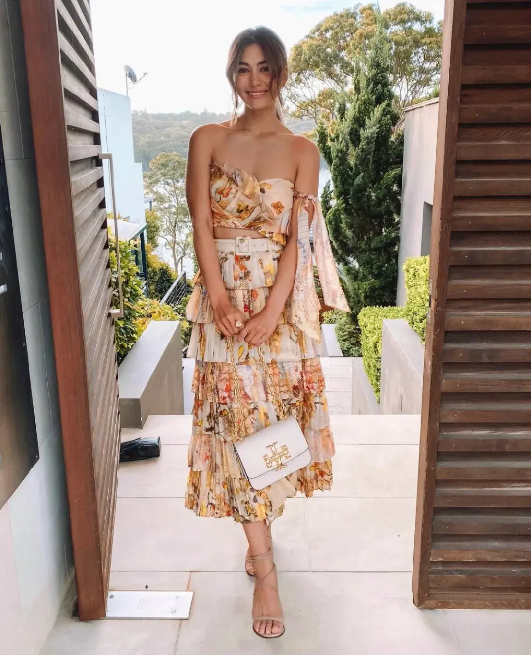 Leo & Lin Sun-kissed Silk Linen Bralette Print Size 12 for rent on The Volte - main image