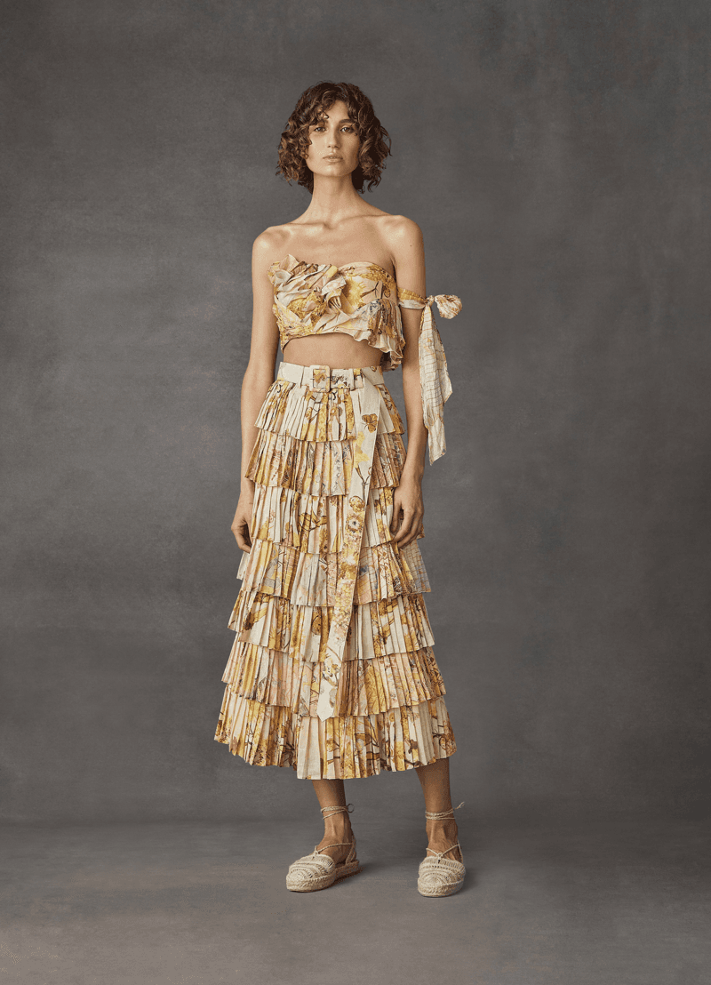 Leo & Lin Sun-kissed Silk Linen Bralette Print Size 12 for rent on The Volte - main image