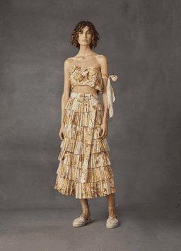 Leo & Lin Sun-kissed Silk Linen Bralette Print Size 12 for rent on The Volte - image 1