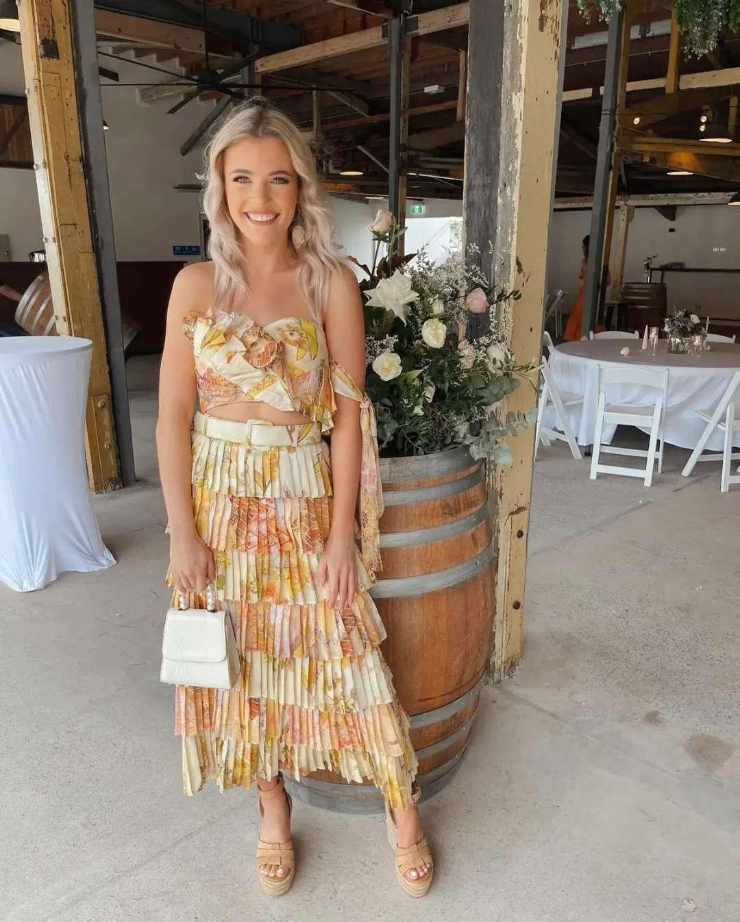 Leo & Lin Sun-kissed Silk Linen Bralette Print Size 12 for rent on The Volte - main image