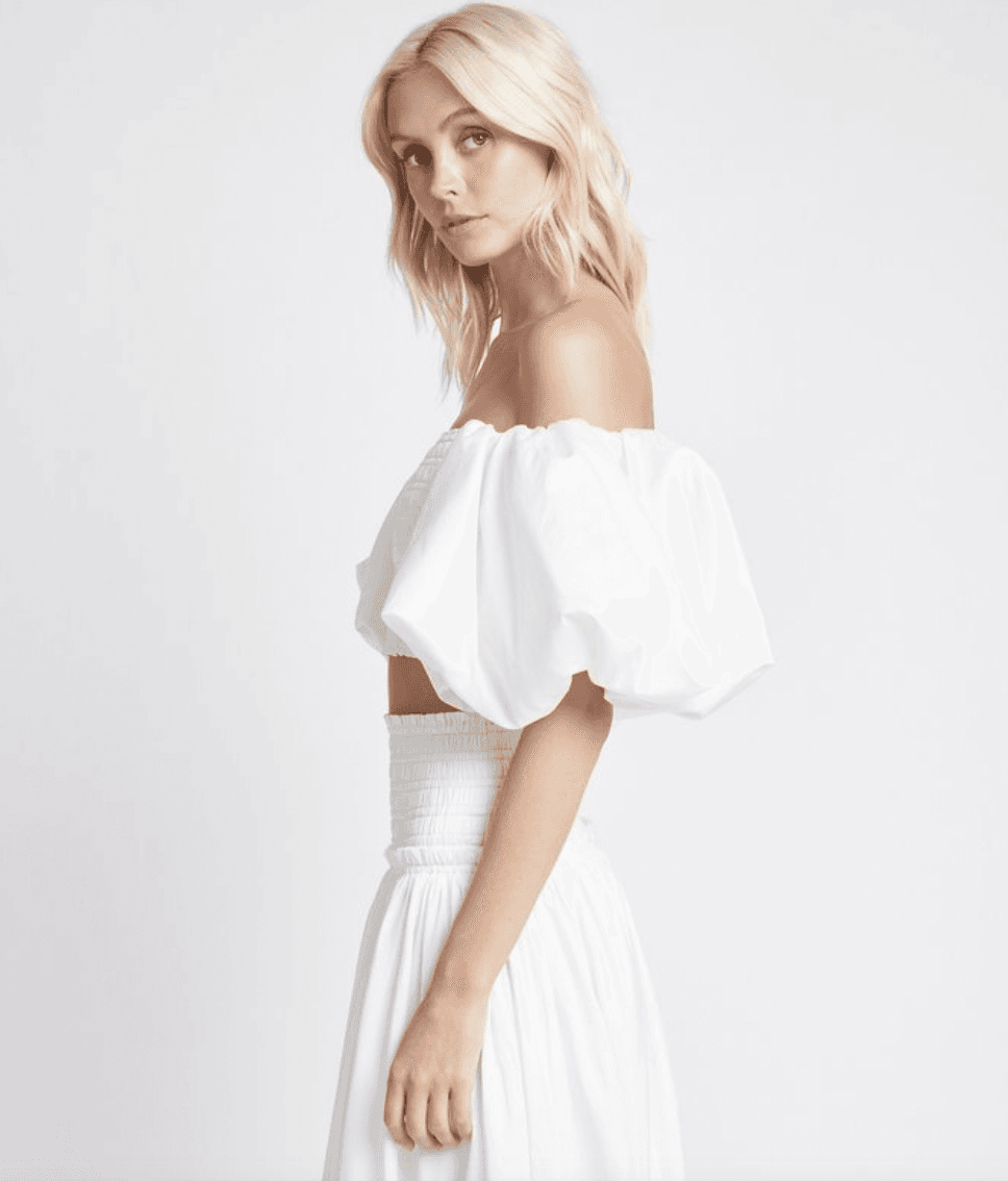 Aje White Cascade Cropped Top (White) Size 8 for rent on The Volte - main image