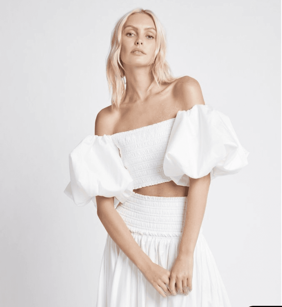 Aje White Cascade Cropped Top (White) Size 8 for rent on The Volte - main image