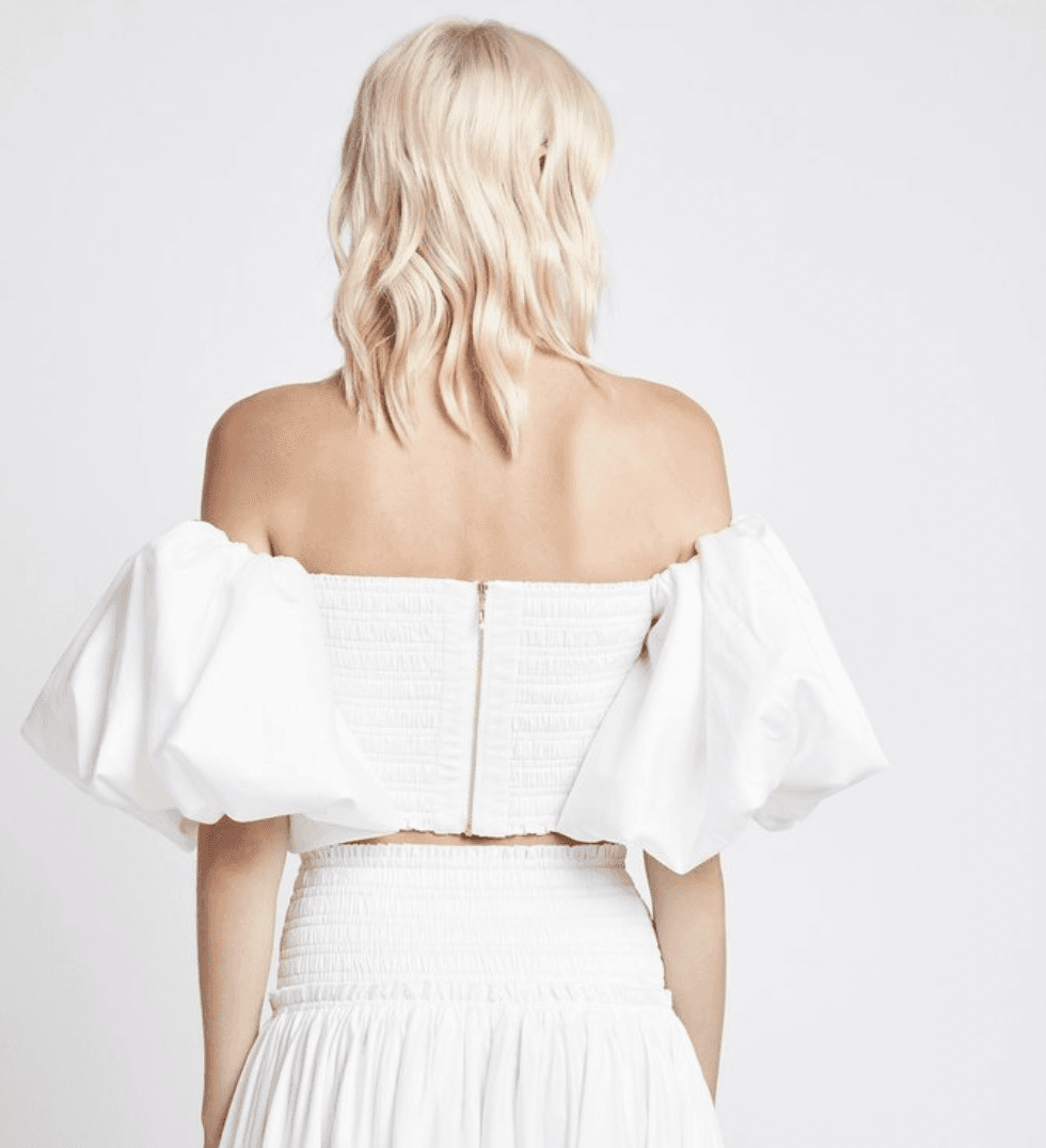 Aje White Cascade Cropped Top (White) Size 8 for rent on The Volte - main image