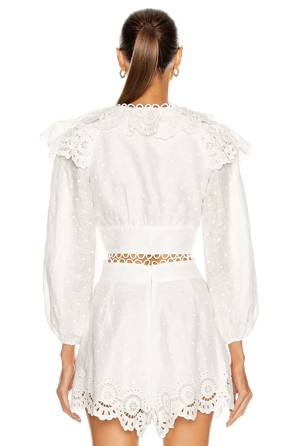 Zimmermann Bellitude Scallop Crop Top and Shorts Set Ivory Size 8 for rent on The Volte - main image