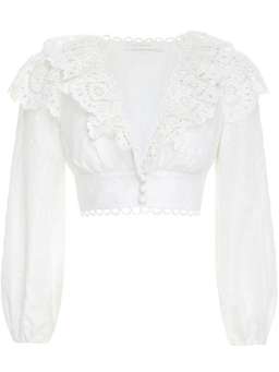 Zimmermann Bellitude Scallop Crop Top and Shorts Set Ivory Size 8 for rent on The Volte - image 4