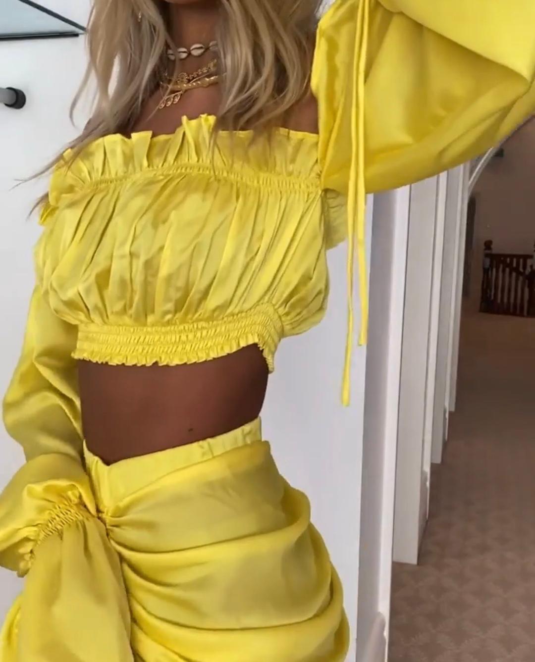 Khirzad Femme Gitana Top And Roma Runch Skirt Set Yellow Size 6 for rent on The Volte - main image