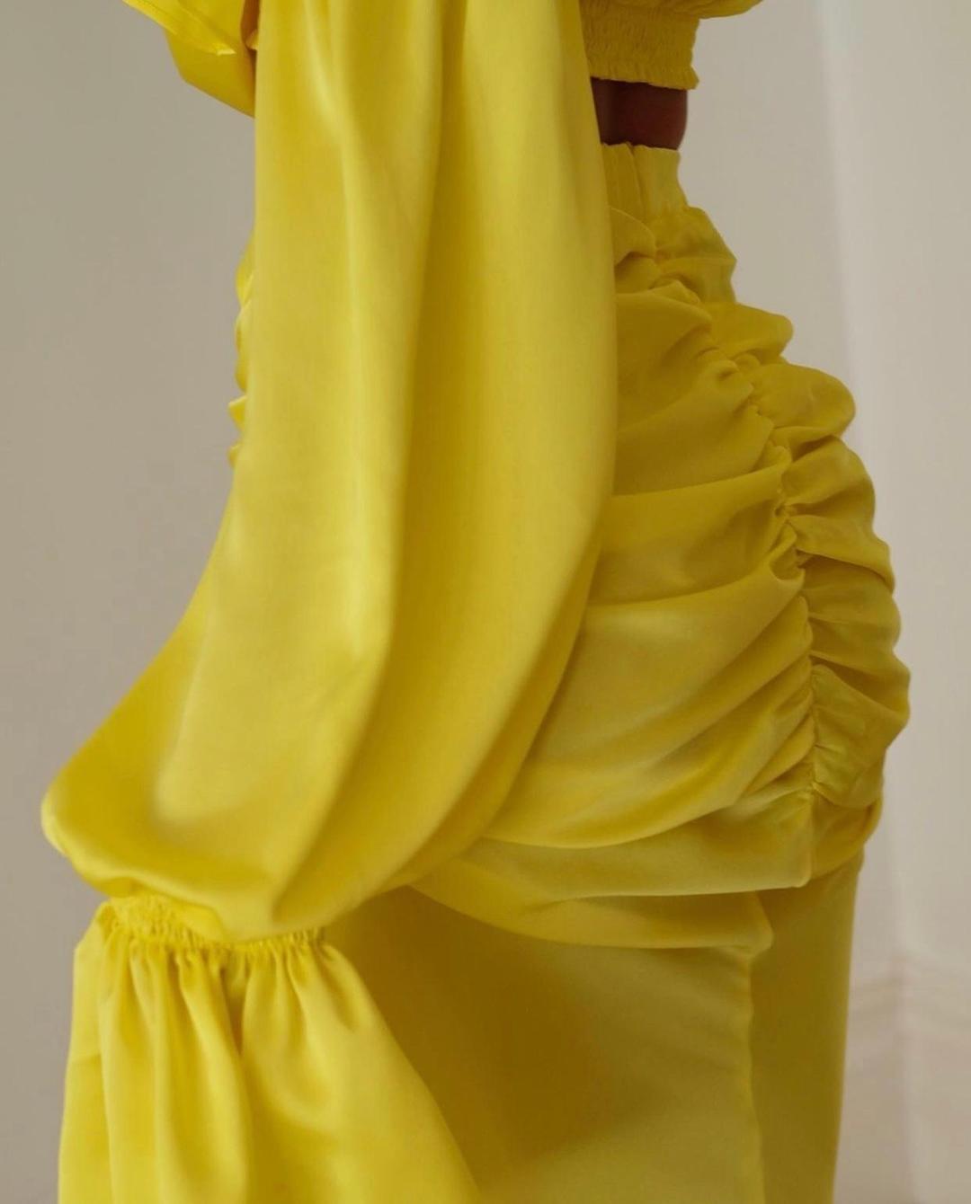 Khirzad Femme Gitana Top And Roma Runch Skirt Set Yellow Size 6 for rent on The Volte - main image