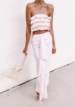 Ess The Label Blush Ruffle Linen Set Pink Size AU 6 for rent on The Volte - image 1