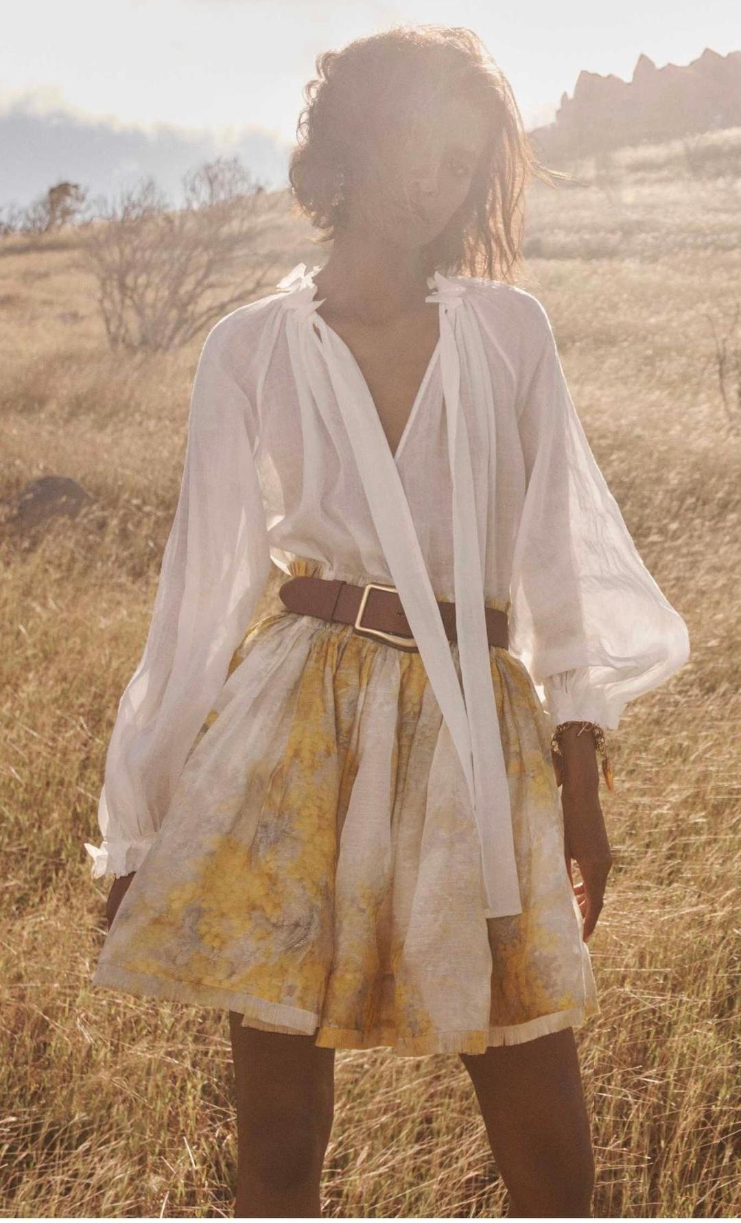 Zimmermann Botanica Printed Linen - Silk Mini Skirt - Size 0 for rent on The Volte - main image