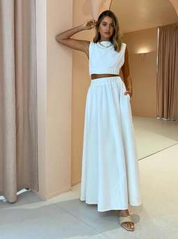 SIR THE LABEL Yves Maxi Skirt in Ivory