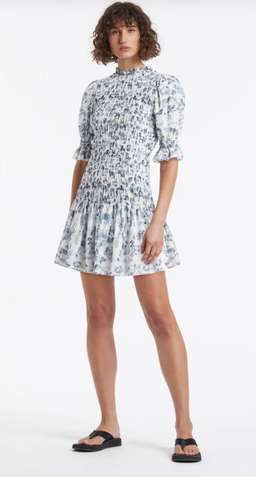 Sir The Label Dimitri Puff Sleve Mini Dress Blue Floral | AU 12