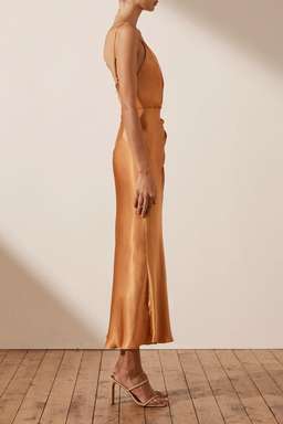 Shona joy Gala Draped Midi Dress Orange Size 12