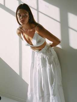 Joslin Linen Ramie Maxi Skirt & Oaklynn Linen Bralette Size 6