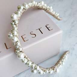 Ashlee Lauren Charlotte Pearl Headband Gold