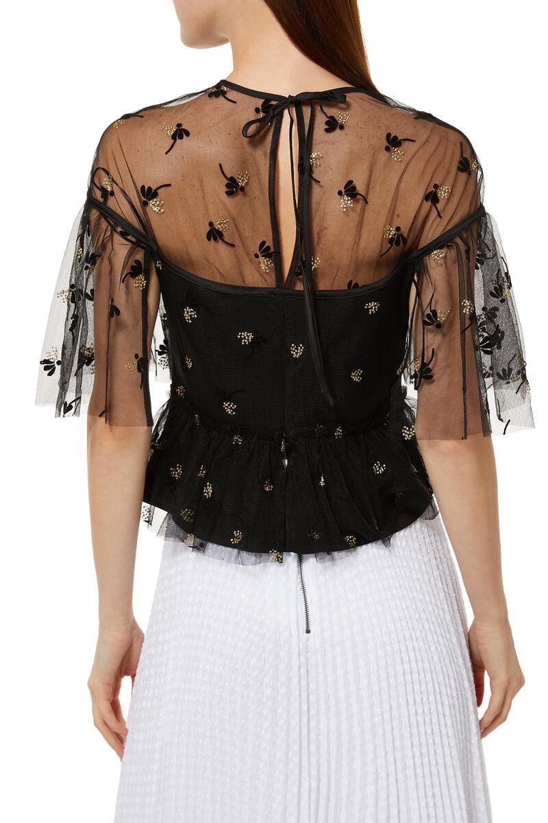 Alice McCall Moon Lover Sheer Floral Embroidered Blouse Black Size 10 for rent on The Volte - main image