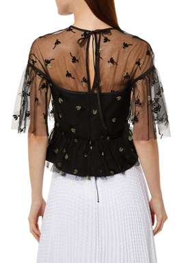 Alice McCall Moon Lover Sheer Floral Embroidered Blouse Black Size 10 for rent on The Volte - image 2