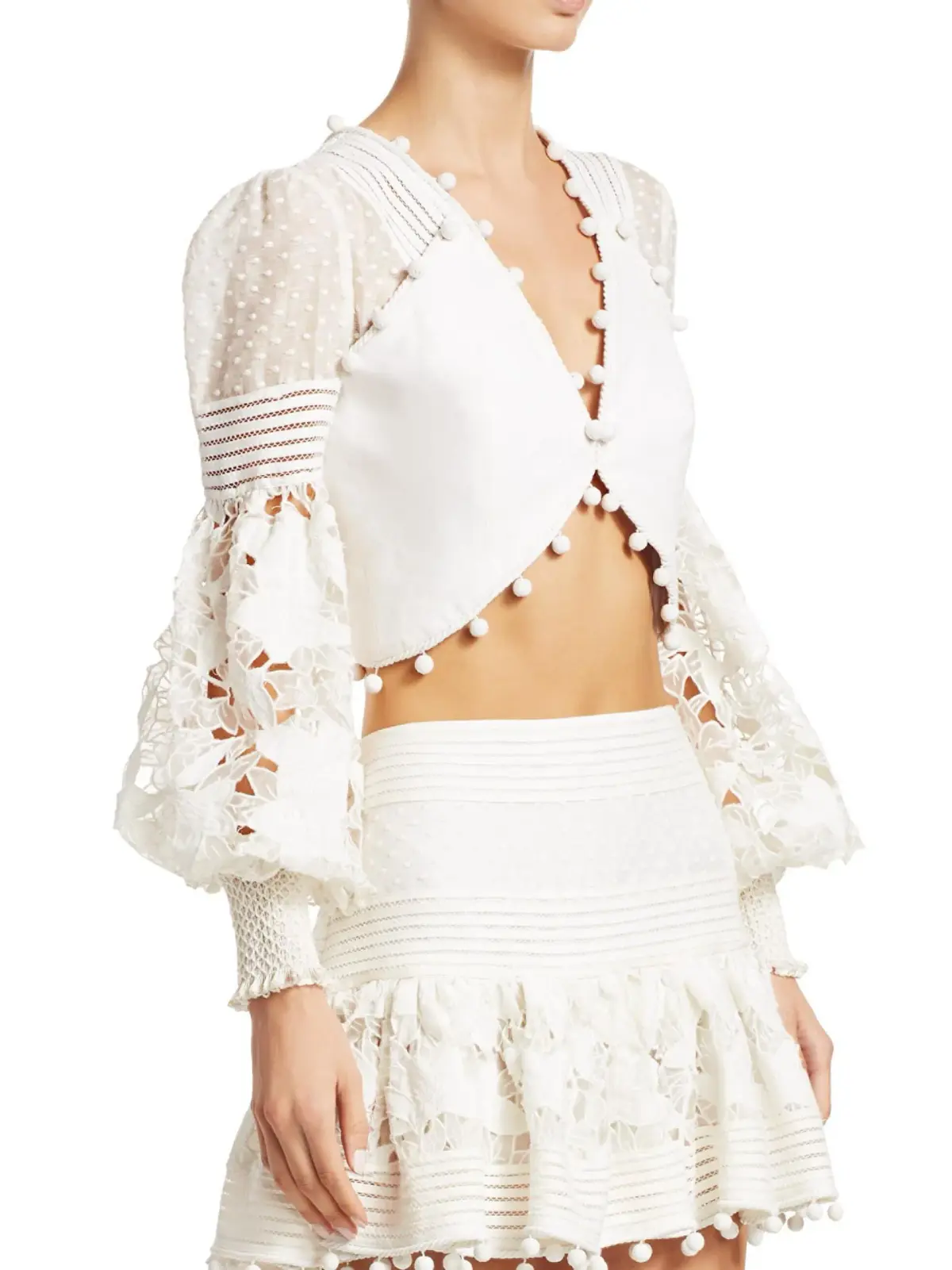 Zimmermann Corsage Embellished Bodice Cropped Top White Size 12 - Image 3