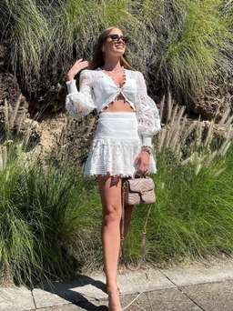 Zimmermann Corsage Embellished Bodice Cropped Top White Size 12 for rent on The Volte - image 1