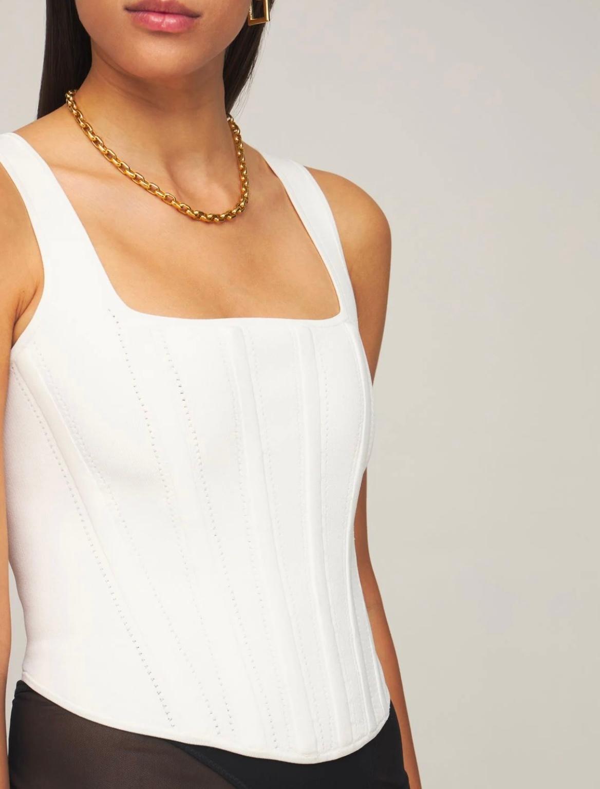 Dion Lee Ivory Pointelle Corset LS Top White Size 6 - Image 6