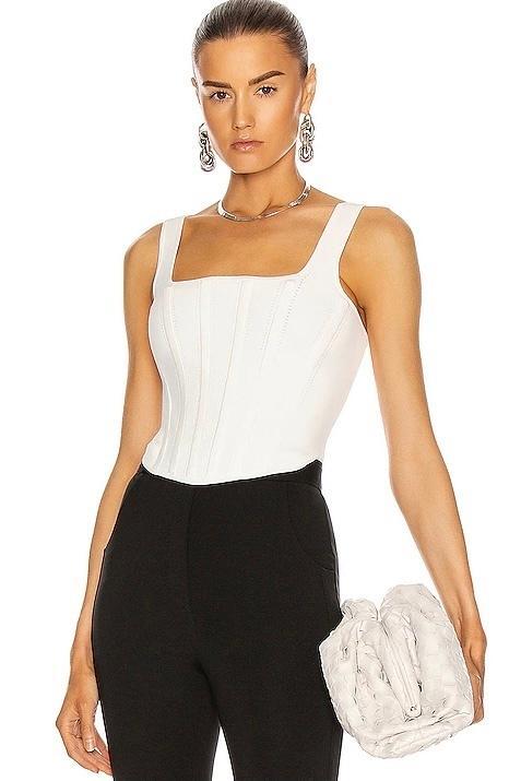 Dion Lee Ivory Pointelle Corset LS Top White Size 6 - Image 5