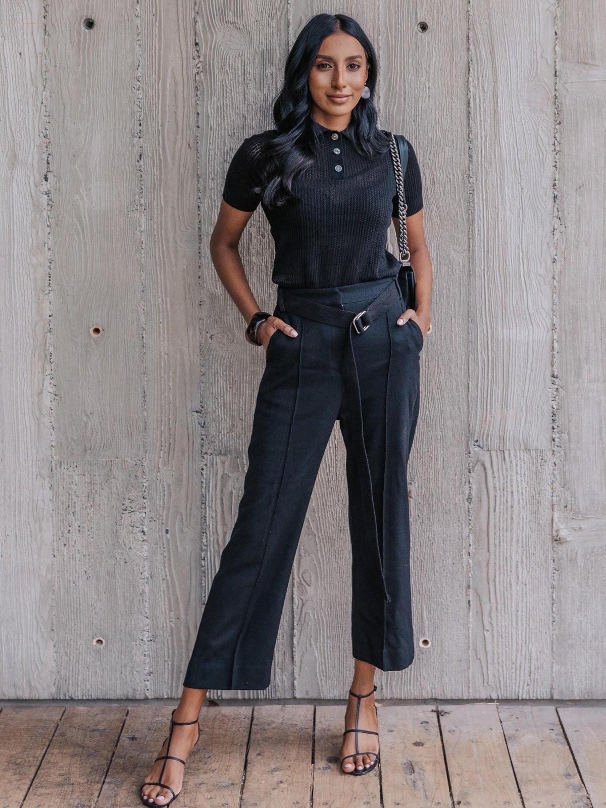 Viktoria and Woods Double Polo Knit Top Black Size 8 - Image 1