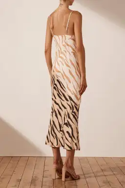 Shona Joy Olsen Contrast Bias Cowl Neck Slip Midi Dress print Size 10