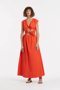 Sir The Label Anja Tie Midi Dress Orange Size 8