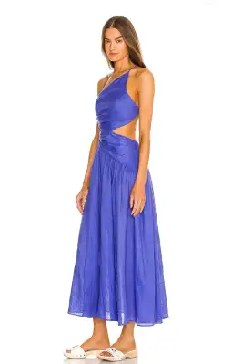 Zimmermann Tropicana Asymmetric Midi Dress Electric Blue Size 8