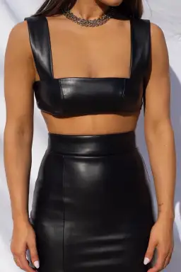 Effie Kats Thigh Split Midi Skirt and Crop Top Set Black Size XS / AU 6 for rent on The Volte - image 5