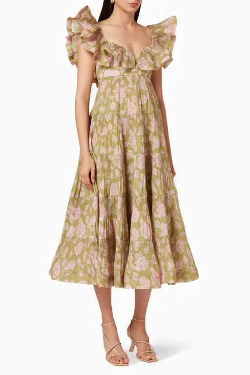 Zimmermann The Lovestruck Pleated Gown Floral Print Size 2 / AU 12 - Image 4
