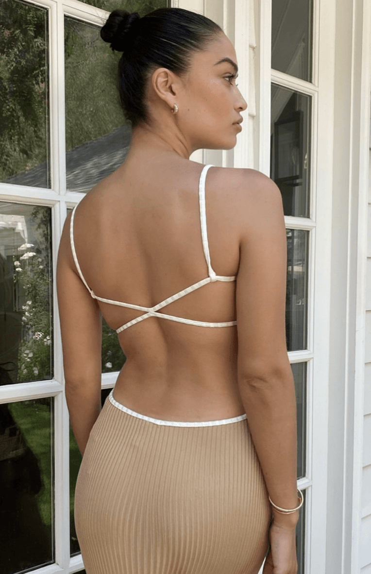 Bec & Bridge Coyote Midi Dress in Camel - Size 6 for rent on The Volte - main image