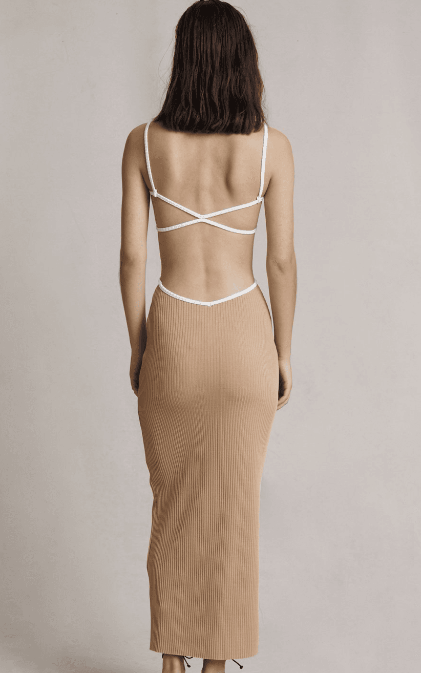 Bec & Bridge Coyote Midi Dress in Camel - Size 6 for rent on The Volte - main image