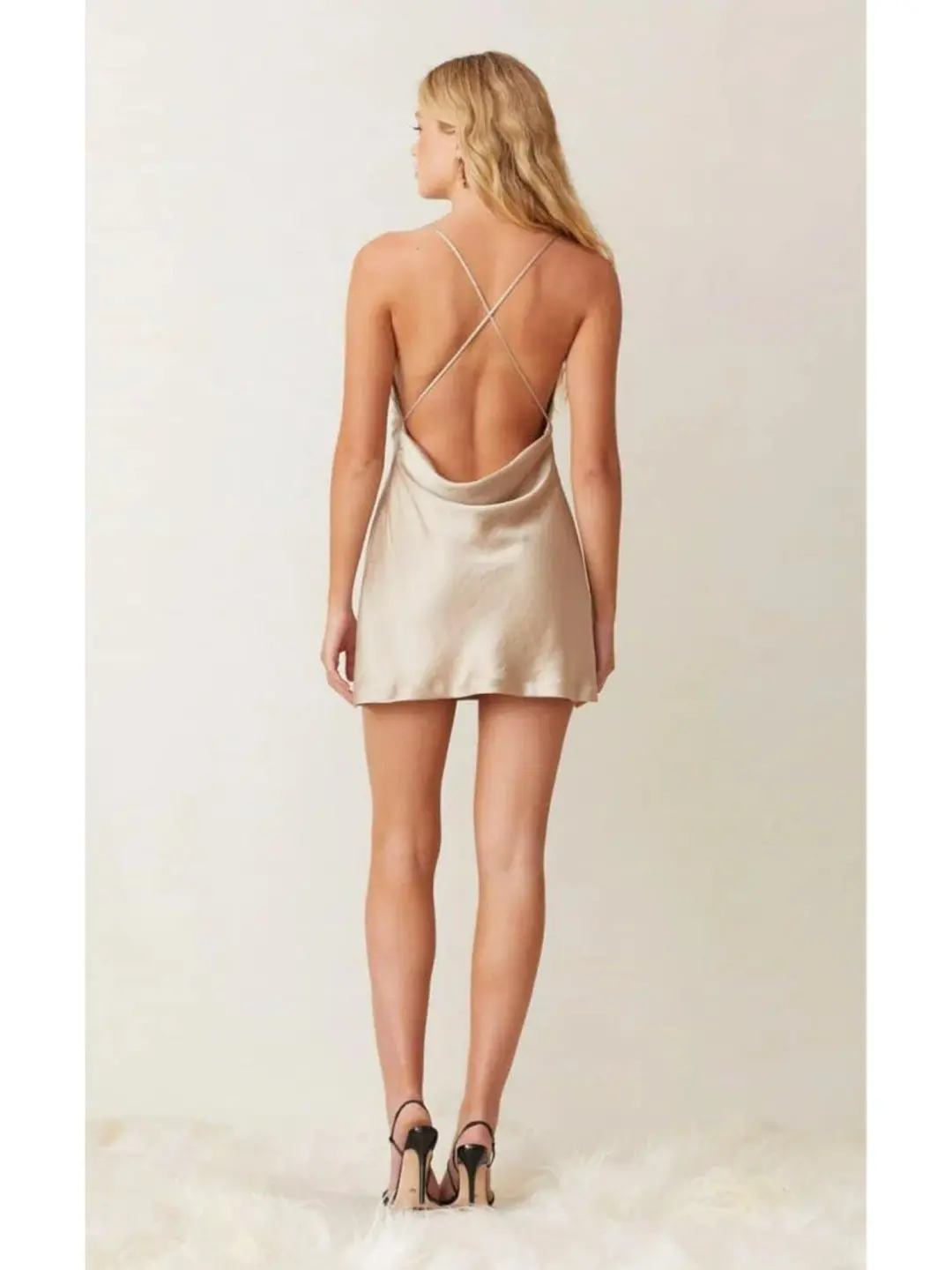 Bec & Bridge Pearl Bay Mini Dress Champagne Beige Size XS / AU 6 for rent on The Volte - main image