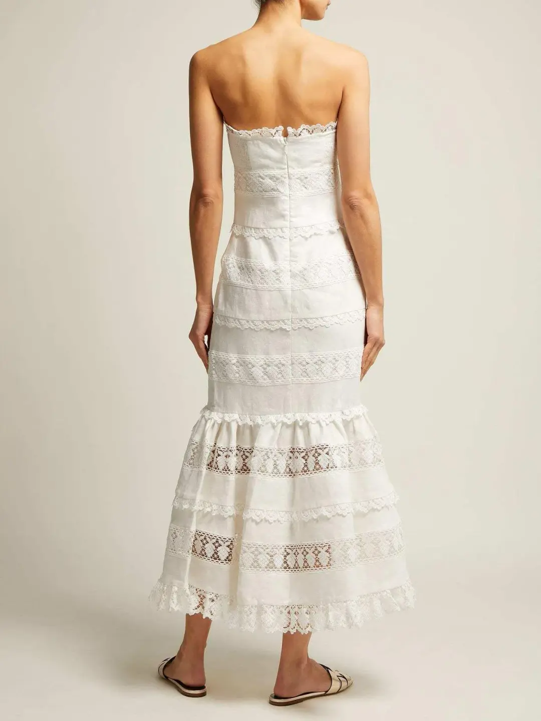 Zimmermann Wayfarer Strapless Midi Dress Ivory Size 0 / AU 8 for rent on The Volte - main image