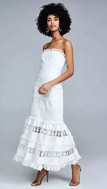 Zimmermann Wayfarer Strapless Midi Dress Ivory Size 0 / AU 8 for rent on The Volte - main image