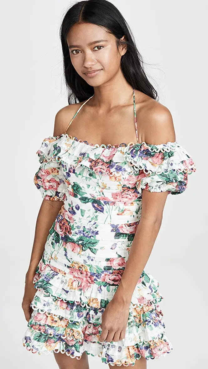 Zimmermann Allia Pintuck Linen Short Dress Floral Print Size 8 - Image 2