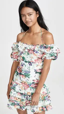 Zimmermann Allia Pintuck Linen Short Dress Floral Print Size 8 for rent on The Volte - image 2