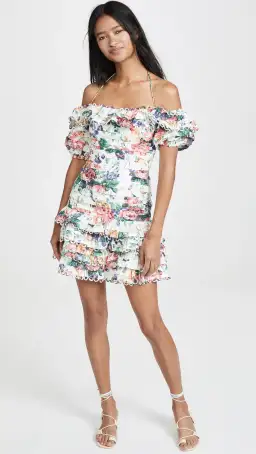Zimmermann Allia Pintuck Linen Short Dress Floral Print Size 8 for rent on The Volte - image 1