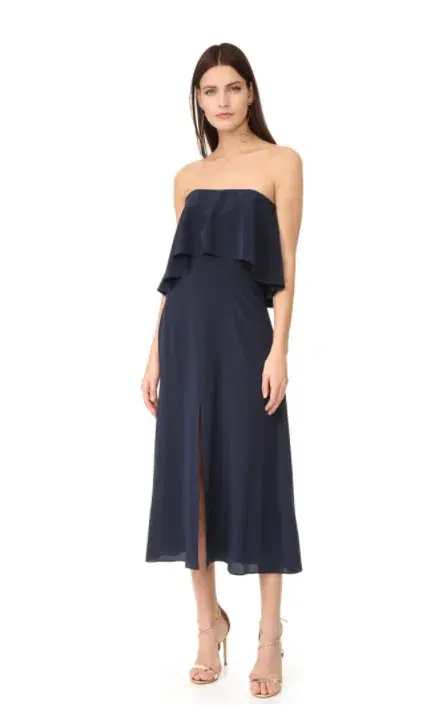 Zimmermann Silk Strapless Flounce Midi Dress Navy Size 10 - Image 1