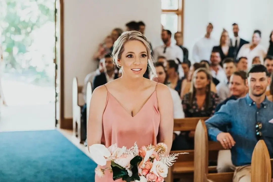 Shona Joy Luxe Cocktail Frill Dress Rose Size 10 for rent on The Volte - main image